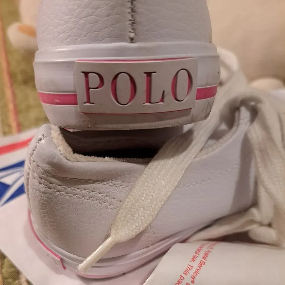 * POLO by RALPH LAUREN  * White faux leather Sneakers /SIZE 13.5 - Picture 3 of 5